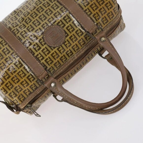 FENDI Zucchino Canvas Bag Enamel 2 Set Brown Auth ti3463 - Picture 9 of 16